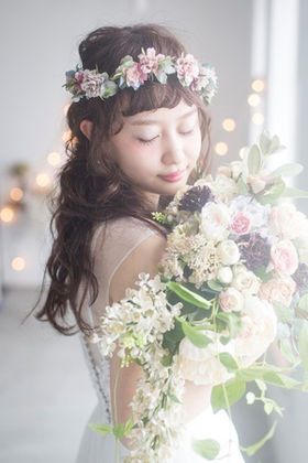 結婚式花冠髪型