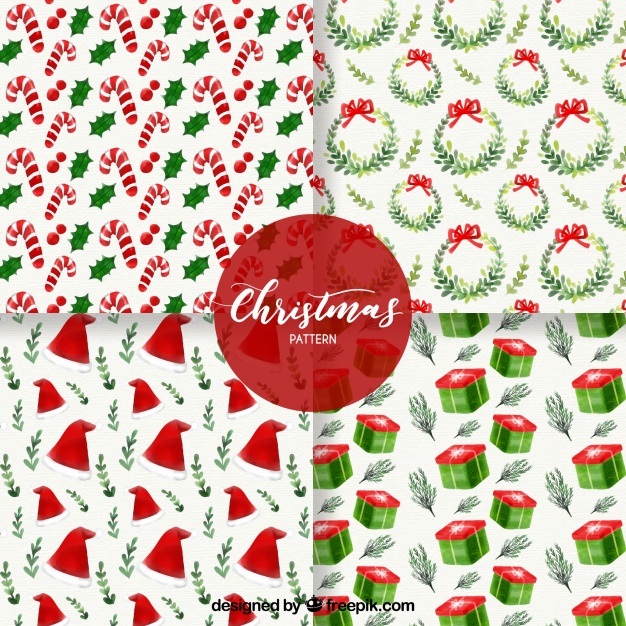 10水彩アートクリスマスラッピングペーパー包装紙無料パターン素材