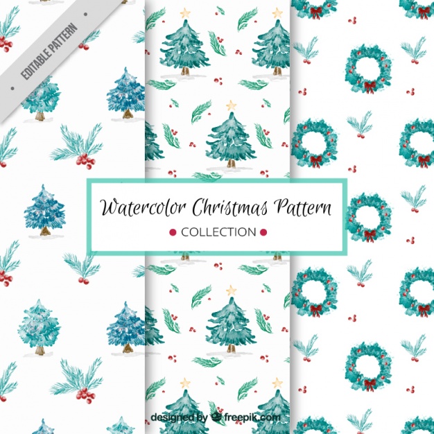 12水彩アートクリスマスラッピングペーパー包装紙無料パターン素材