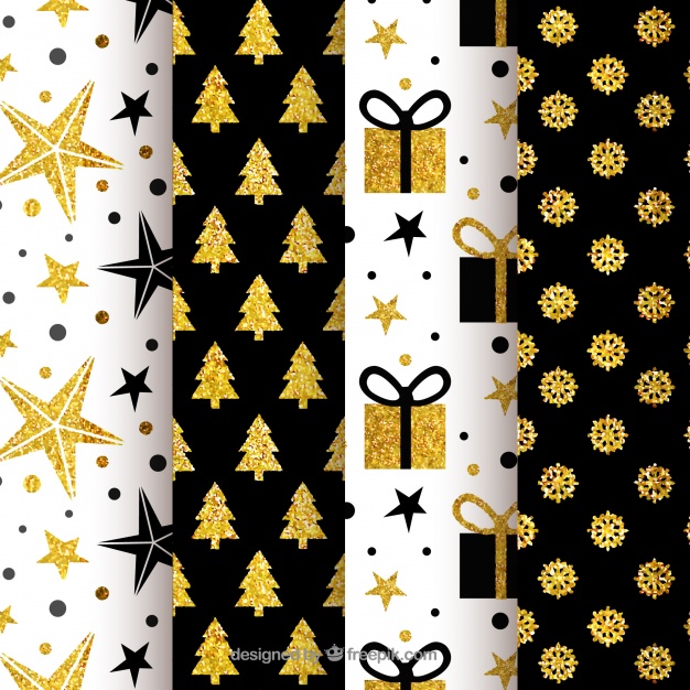 4黒ブラッククリスマスラッピングペーパー包装紙無料パターン素材