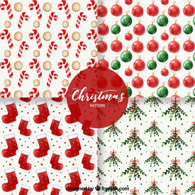 4水彩アートクリスマスラッピングペーパー包装紙無料パターン素材