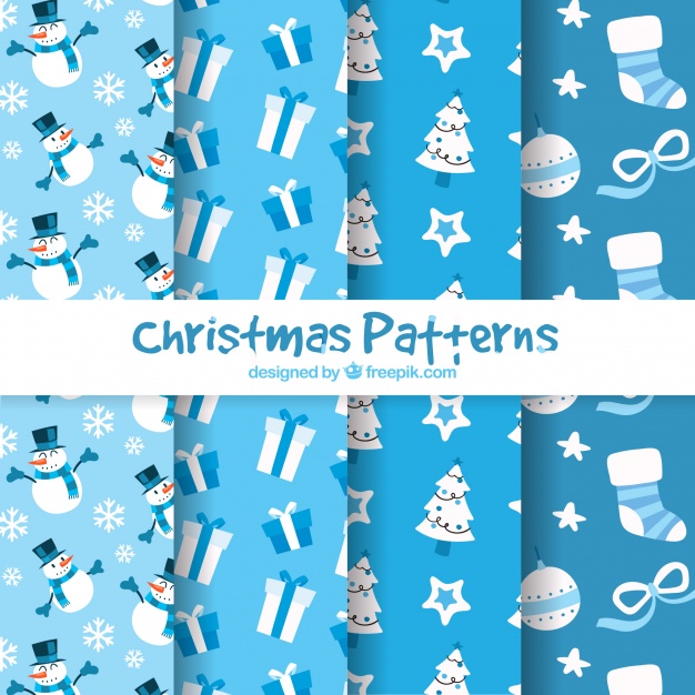 5水色クリスマスラッピングペーパー包装紙無料パターン素材