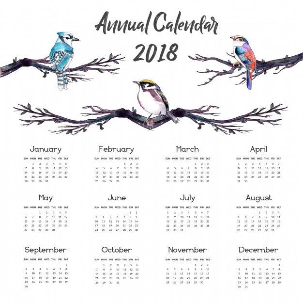 １９2018年カレンダー無料ダウンロード素材