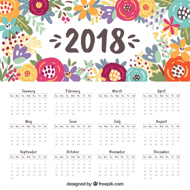 １４2018年カレンダー無料ダウンロード素材