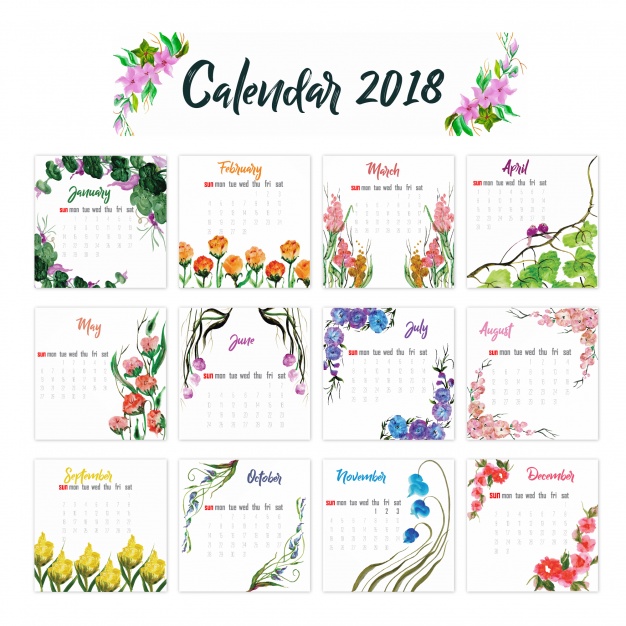 ２３2018年カレンダー無料ダウンロード素材