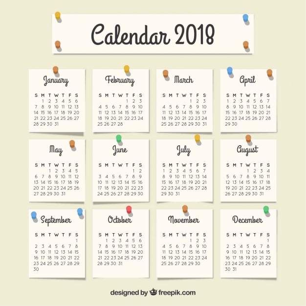１０2018年カレンダー無料ダウンロード素材